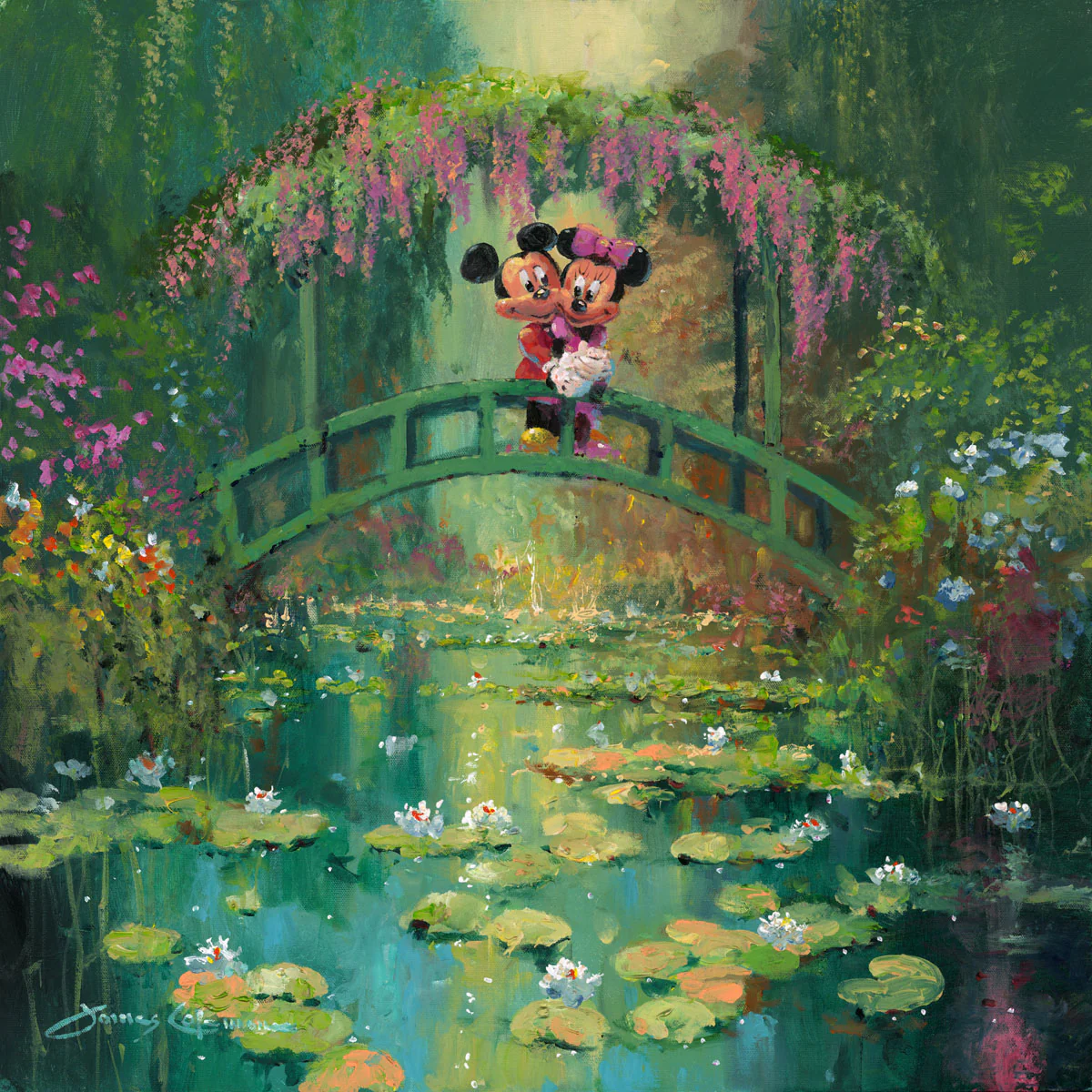 "Mickey And Minnie at Giverny" by James Coleman | Signed and Numbered Edition - Image 2