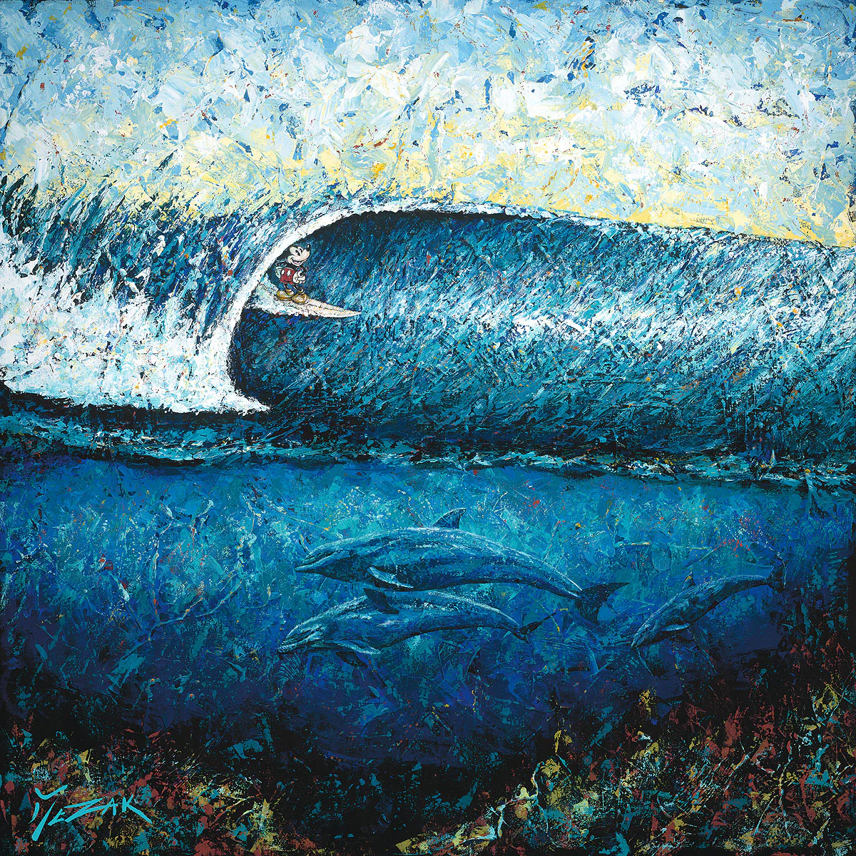 "Mickey Surfs Pipeline" by Trevor Mezak | Signed and Numbered Edition - Image 2