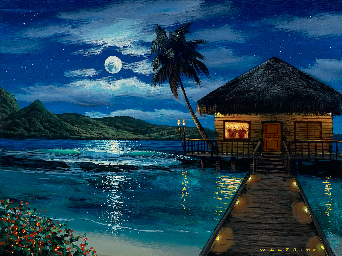 "Moonlit Bungalow" by Walfrido Garcia | Signed and Numbered Edition - Image 2