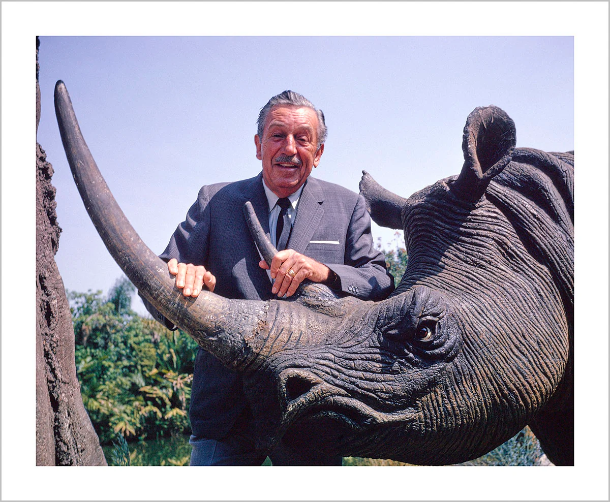 "Walt & Jungle Cruise Rhinoceros" from Disney Photo Archives