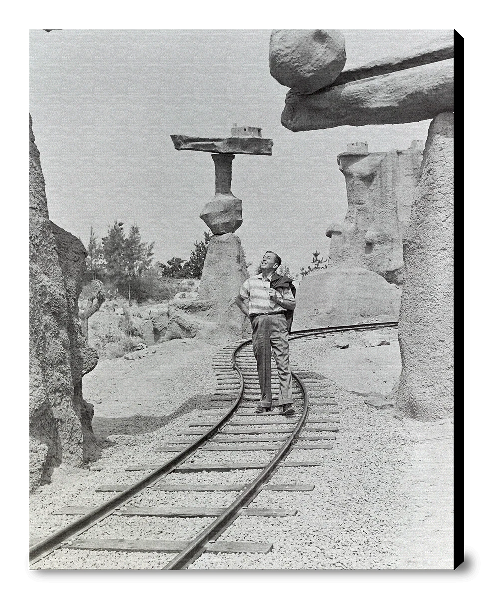 "Walt Walking on the Tracks of Rainbow Caverns Mine Train" from Disney Photo Archives - Image 11