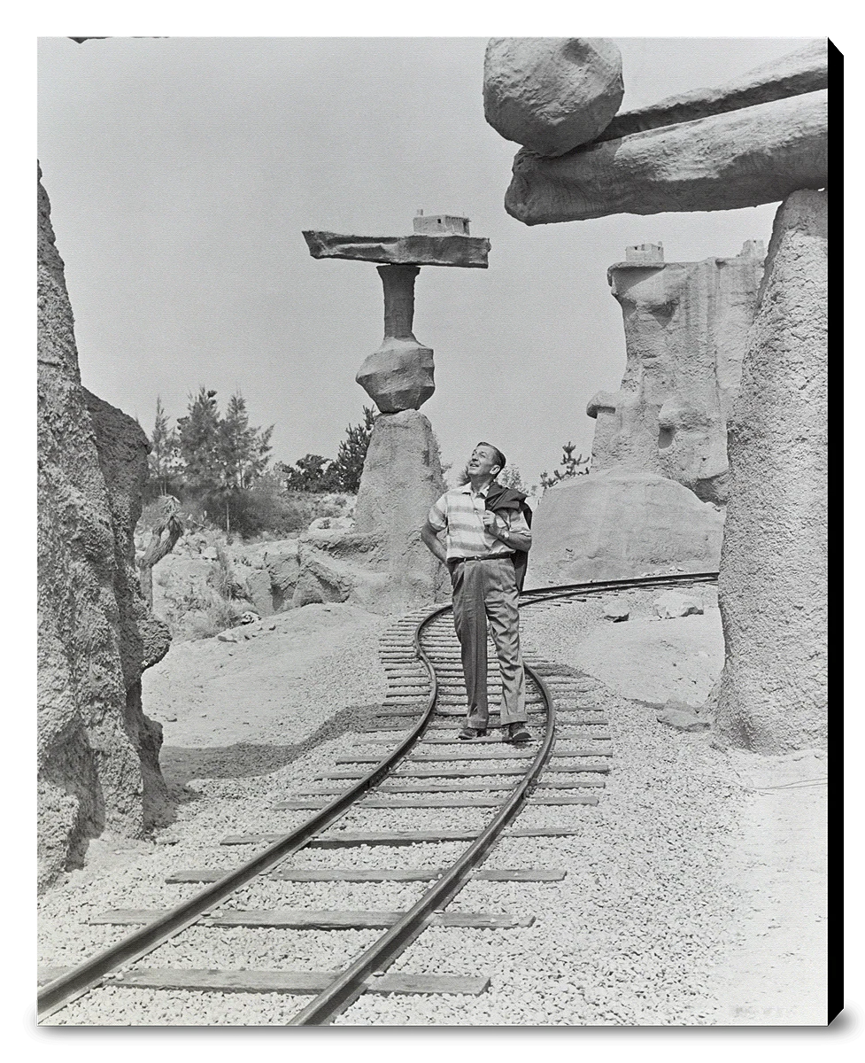 "Walt Walking on the Tracks of Rainbow Caverns Mine Train" from Disney Photo Archives - Image 13